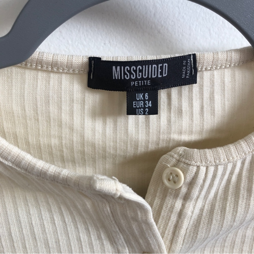 MISSGUIDED Cream Ribbed Bodysuit XS/S - Picture 3 of 4